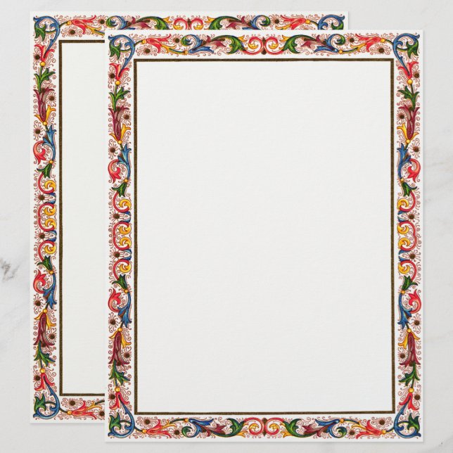 Italian Arabesque Floral Wedding Invite Template (Front/Back)