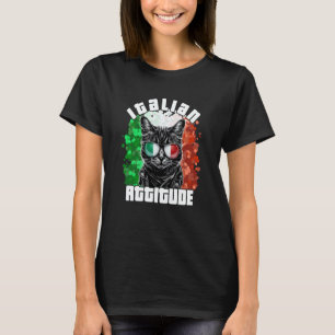 Italian Attitude Cat Sunglasses Italy Flag Italia  T-Shirt