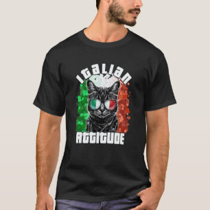 Italian Attitude Cat Sunglasses Italy Flag Italia  T-Shirt