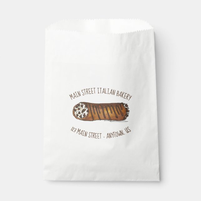 Italian Bakery Chocolate Chip Cannoli Pastry Favour Bag (Front)