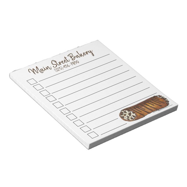 Italian Bakery Chocolate Chip Cannoli Pastry Notepad (Angled)