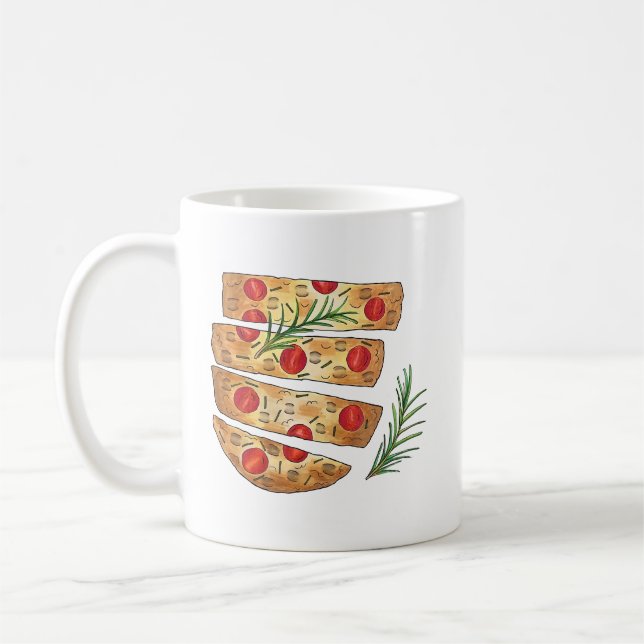 Italian Bakery Focaccia Olive Oil Bread Tomatoes Coffee Mug (Left)