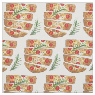 Italian Bakery Focaccia Olive Oil Bread Tomatoes Fabric