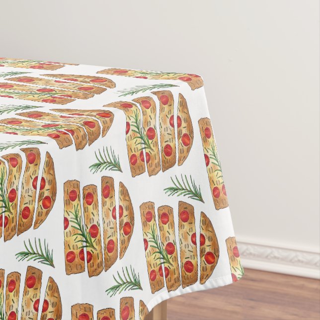 Italian Bakery Focaccia Olive Oil Bread Tomatoes Tablecloth (In Situ)
