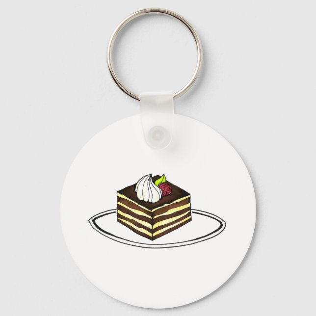Italian Bakery Tiramisu Raspberry Dessert Pastry Keychain (Front)