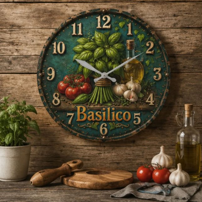 Italian Basil Kitchen  Rustic Farmhouse  Large Clock (Creator Uploaded)