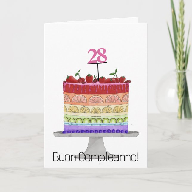 Italian Birthday Rainbow Colour Cupcake Card (Front)