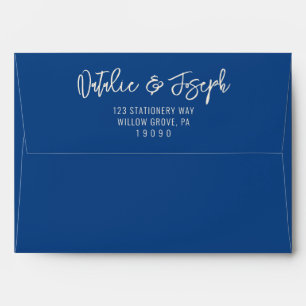 Italian Blue Fun Handwritten Retro Fun Wedding Envelope