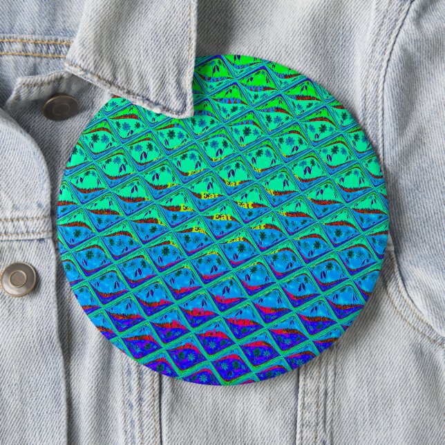 Italian Blue Mermaid Motif Art Print 6 Inch Round Button (In Situ)