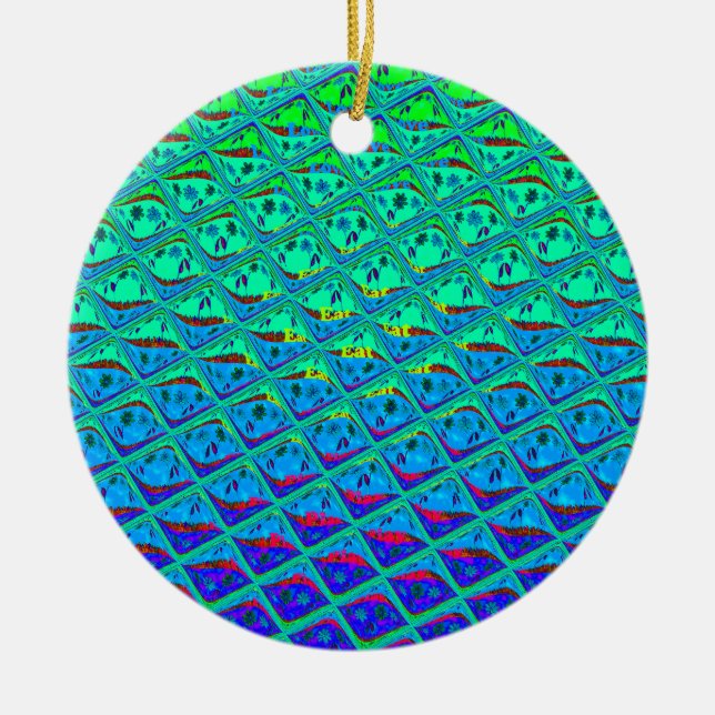 Italian Blue Mermaid Motif Art Print Ceramic Ornament (Front)