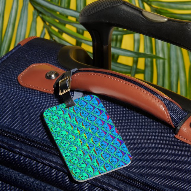 Italian Blue Mermaid Motif Art Print Luggage Tag (Front Insitu 1)