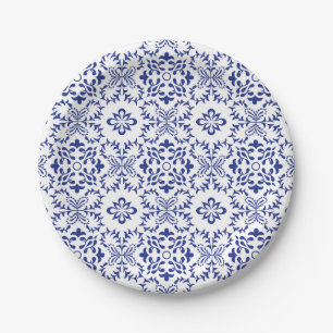 Italian Blue Mosaic Tile Paper Plate