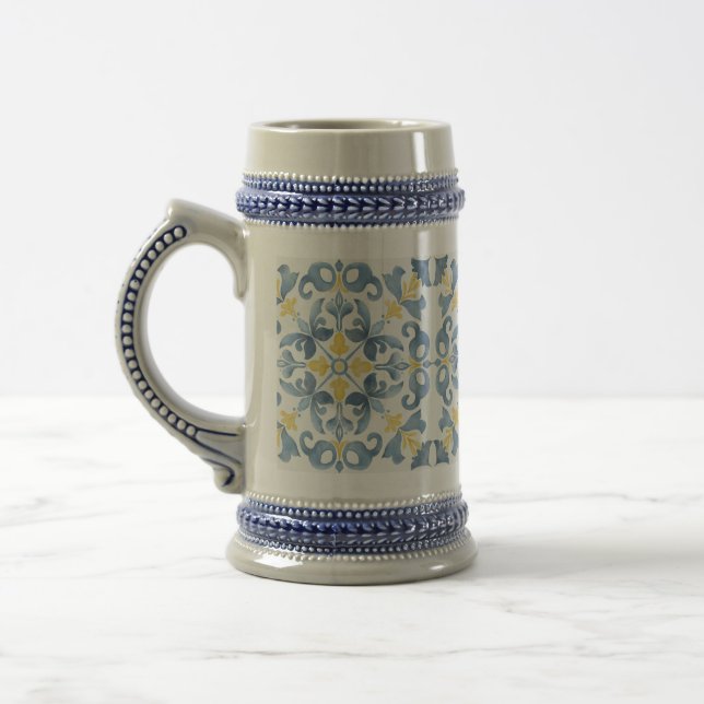 Italian Blue Tile Lemon Beer Stein (Left)