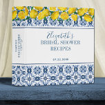 Italian Blue Tile Lemon Bridal Shower Recipe Binder<br><div class="desc">Share recipes with the bride to be with a beautiful lemon bridal shower recipe binder. Tish bridal shower Binder is decorated with lemons and blue and white Italian Mediterranean tile. Personalize it for a cute bridal shower gift. Designed for you by blackberry Boulevard.</div>
