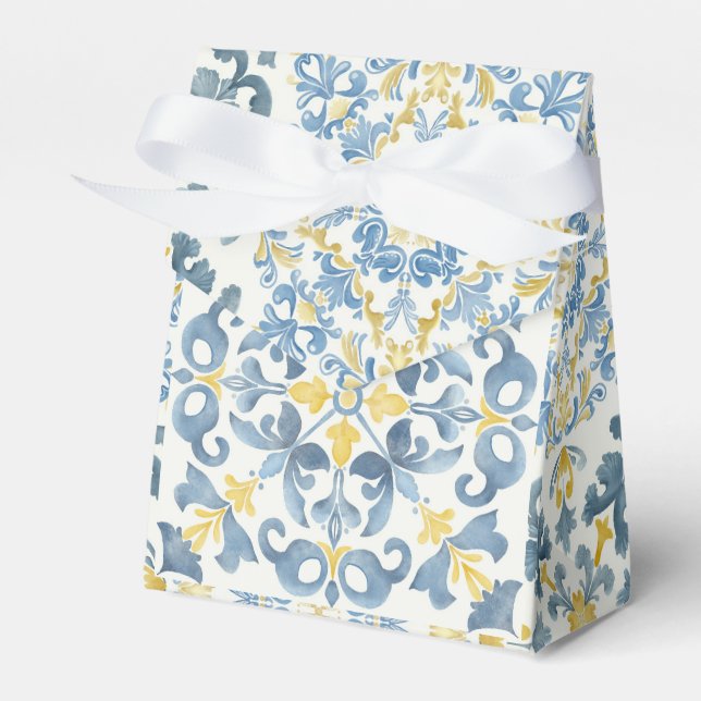 Italian Blue Tile Lemon Favor Box (Front Side)