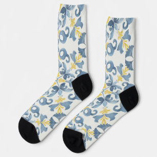 Italian Blue Tile Lemon Socks