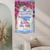 Italian Blue Tile Pink Flowers Mamma Mia Party
