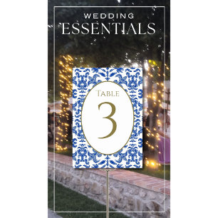 Italian Blue Wedding Table Number