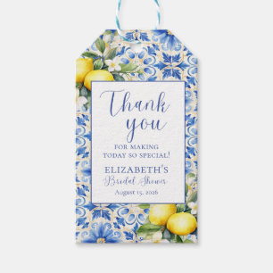 Italian Blue Yellow Bridal Shower Thank You Gift Tags