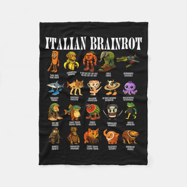 Italian Brain Rot Italian Brainrot Funny Memes  Fleece Blanket (Front)