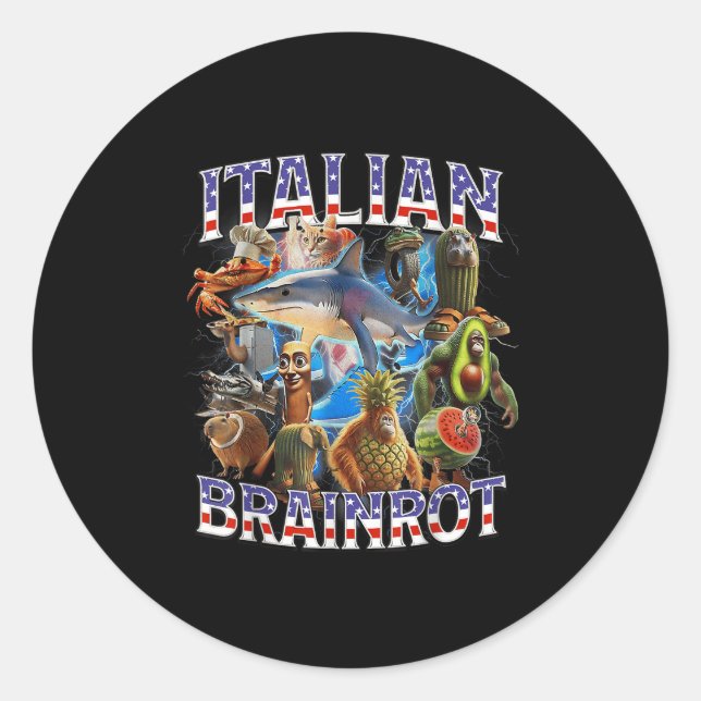 Italian Brainrot Big Meme 4th Of July Flag Foot _2 Classic Round Sticker (Front)