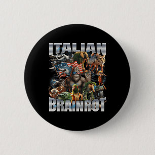 Italian Brainrot Big Meme 4th Of July Flag Foot 2 Inch Round Button