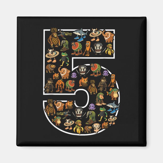 Italian Brainrot Birthday 5 Age Meme 5th Kids Boys Magnet (Front)