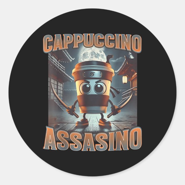 Italian Brainrot Cappuccino Ino  Classic Round Sticker (Front)