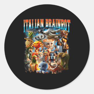 Italian Brainrot Characters Funny Meme Pular Trend Classic Round Sticker