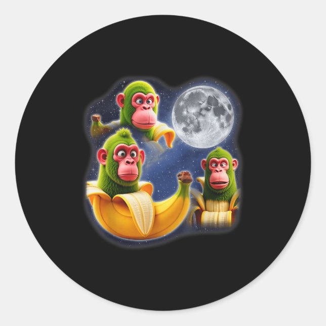 Italian Brainrot Chimpanzini Bananini 3 Moon Weird Classic Round Sticker (Front)