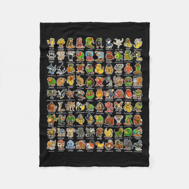 Italian-brainrot Gen Z Funny Meme 90 Brainrot Char Fleece Blanket (Front)