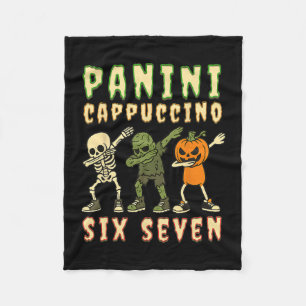 Italian Brainrot Halloween Panini Cappuccino Six S Fleece Blanket