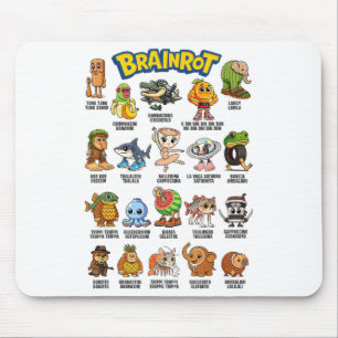 Italian Brainrot Meme Characters About Absurd Humo Mouse Pad