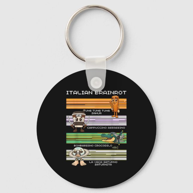 Italian Brainrot Meme Funny Compilation Character  Keychain (Front)