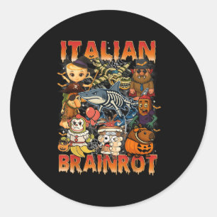 Italian Brainrot Meme Italian Brainrot Halloween C Classic Round Sticker