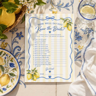 Italian Bridal Shower Game – Know the Bride Game