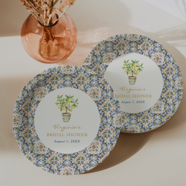 Italian Bridal Shower Paper Plate (Italian Lemon Bridal Shower Paper Plates by Painted Paperie
)