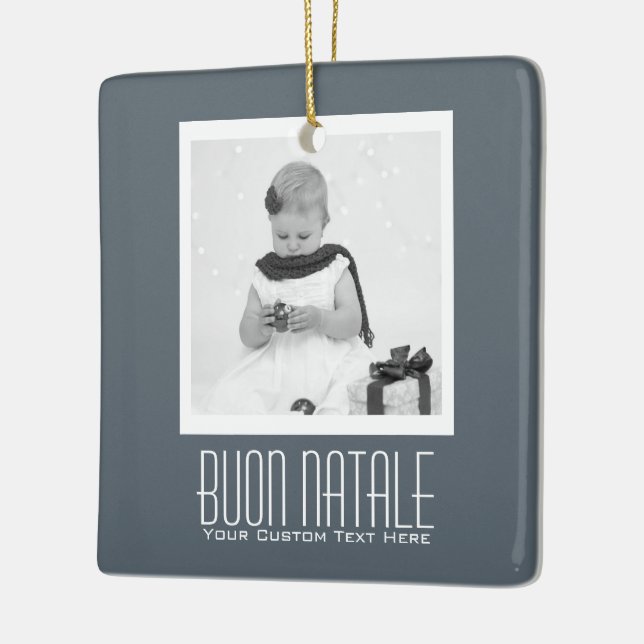 Italian Buon Natale Christmas Personalized Ceramic Ornament (Left)