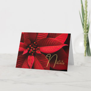 Italian Buon Natale Christmas Poinsettia Holiday Card