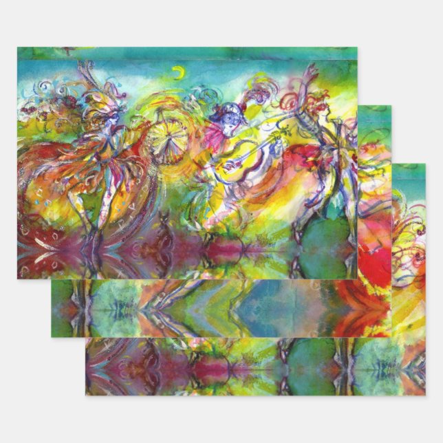 ITALIAN CARNIVAL / Venetian Masquerade,Dance Music Wrapping Paper Sheet (Set)