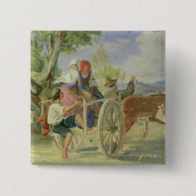 Italian Cart 2 Inch Square Button (Front)