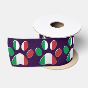 Italian cat paw print satin ribbon