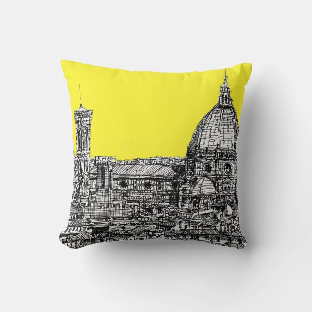 Italian cathedral in yellow throw pillow (Front)