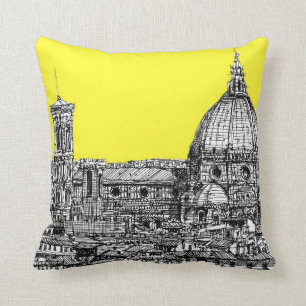 Italian cathedral in yellow throw pillow