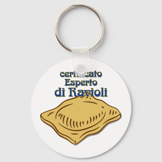 Italian Certificato Esperto di ravioli Pasta Quote Keychain (Front)