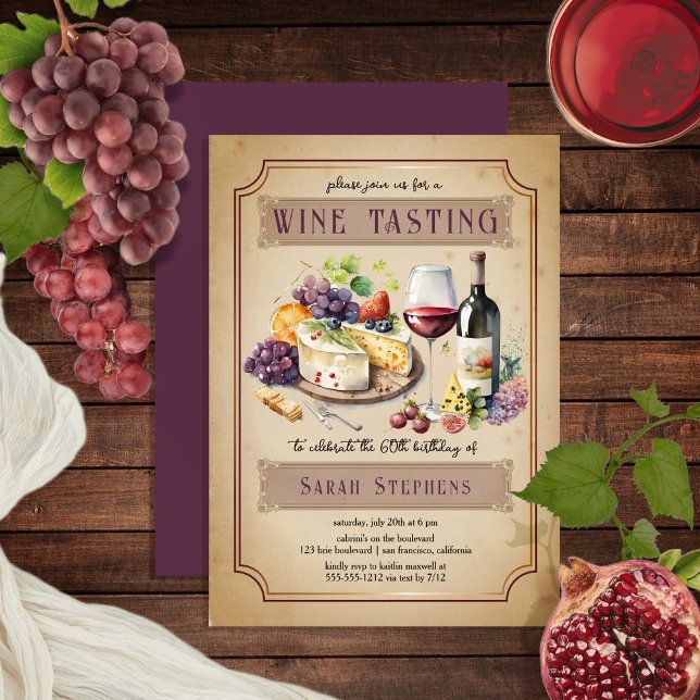 Italian Charcuterie Wine Tasting 60th Birthday Invitation (Creator Uploaded)