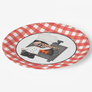 Italian chef Baking Pizza party paper plate