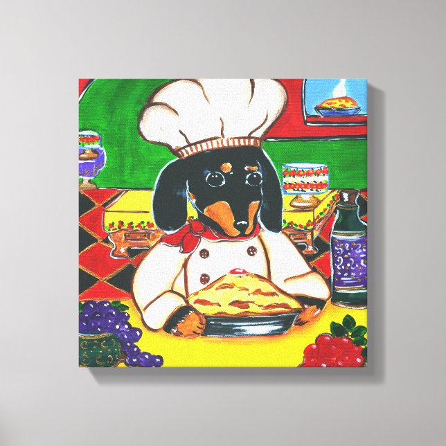 ITALIAN CHEF DACHSHUND CANVAS PRINT (Front)