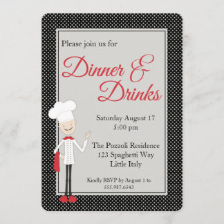 Italian Chef Dinner and Drink Party Invitation