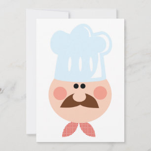 Italian Chef Face with Moustache and Hat Invitation
